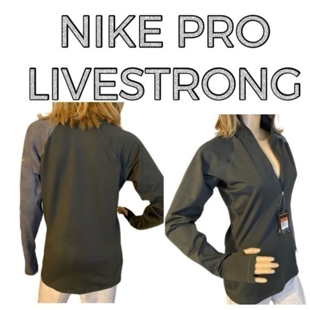Nike Pro Livestrong Large 1/2 Zip Stretch Running / Golf Pullover NWT FIRM